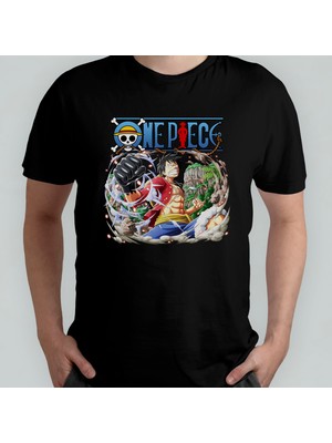 Pixxa One Piece Monkey D. Luffy %100 Pamuklu Bisiklet Yaka T-Shirt Model 2