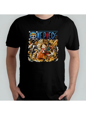 Pixxa One Piece Monkey D. Luffy %100 Pamuklu Bisiklet Yaka T-Shirt Model 8