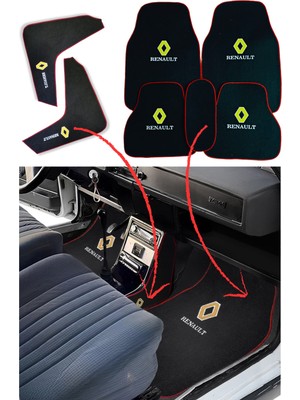 Tusba Market Renault 12 Toros Nakış Işlemeli Araç Oto Halı Paspas I Torpido Vites Orta Konsol Yan Kaplama Halısı