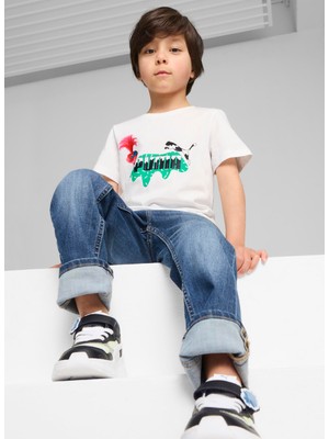 Puma Desenli Beyaz Erkek Çocuk T-Shirt 62737602-PUMA x Trolls Tee