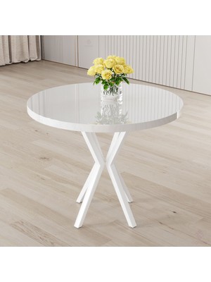 Canisa Agnes Serisi 90 x 90 Yuvarlak Beyaz Masa