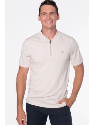 Guess Dane Tech Ss Polo Swtr Erkek Krem T-Shirt M4YR00Z3DM0-G1I6