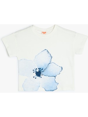 Koton Kız Çocuk Pamuklu Kısa Kollu Tişört Günlük Stil Çiçek Baskılı 12 - 18 Ay