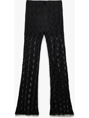 Koton Dantelli Astarlı Slim Fit Uzun Ispanyol Paça Pantolon