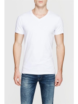 Mavi 061748-620 Erkek Stretch V Yaka Beyaz T-Shirt