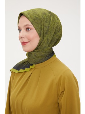 Yağ Yeşili Ebruli Aura Eşarp