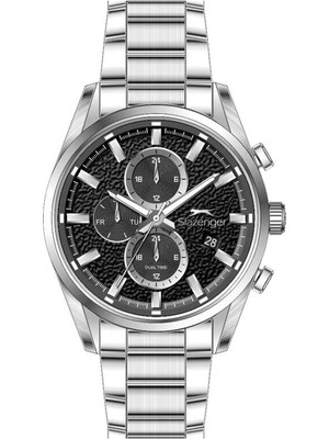 Slazenger SL.09.2515.2.03 Quartz Çelik Gri Siyah Kadran 44 mm Erkek Kol Saati