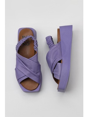Bueno Shoes Lila Deri Kadın Dolgu Topuklu Sandalet 01WY5901 01WY5901