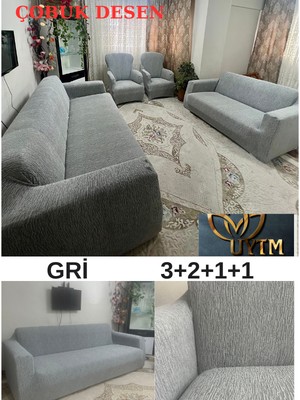 Uytm 3+2+1+1 Dokuma Jakar Koltuk Örtüsü Lastikli Esnekli Yıkanabilir Koltuk Kanepe Çekyat Örtü