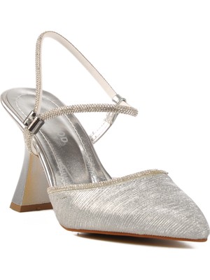 Ayakmod Gümüş Kadın Topuklu Ayakkabı