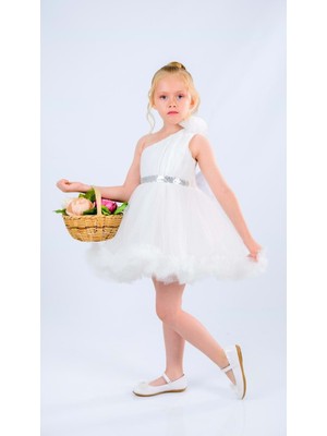 Mnk Baby & Kids Tek Omuz Kız Çocuk Abiye MNK0599 Özel Günler İçin Şık ve Rahat Tasarım