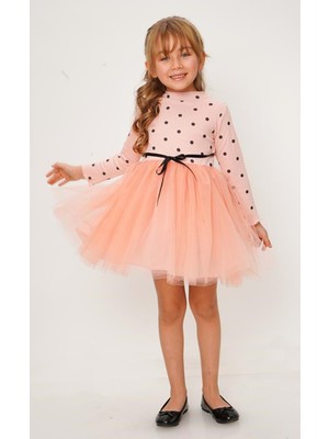 Mnk Baby & Kids Kız Puantiyeli Tütülü Günlük Elbise MNK0416
