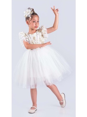 Mnk Baby & Kids Kız Çocuk Nakışlı Tütü Etek Elbise - MNK0578