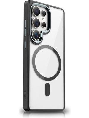 ZORE Galaxy S25 Ultra Uyumlu Kılıf Magsafe Şarj Özellikli Krom Magsafe Silikon Kapak-Siyah