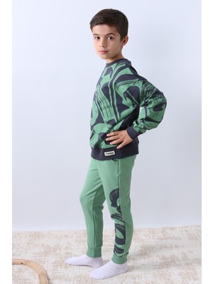 HÇM Erkek Çocuk Eşofman Takımı Baskılı Ribanalı Bisiklet Yaka F9