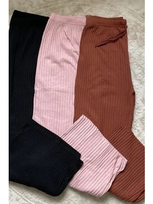 Janus Fitilli 3’lü Siyah-Pembe-Kiremit Kadın Rahat Pantolon Pijama Seti – Konfor ve Şıklık Bir Arada!