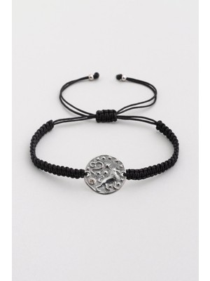So CHIC Aslan Burcu 18 Ayar Beyaz Altın Kaplama Ayarlanabilir Unisex Gümüş Bileklik