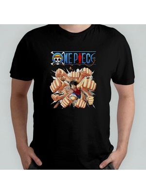 Pixxa One Piece Monkey D. Luffy %100 Pamuklu Bisiklet Yaka T-Shirt Model 23