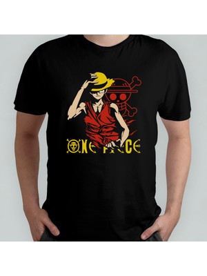 Pixxa One Piece Monkey D. Luffy %100 Pamuklu Bisiklet Yaka T-Shirt Model 24