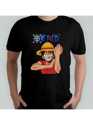 Pixxa One Piece Monkey D. Luffy %100 Pamuklu Bisiklet Yaka T-Shirt Model 25
