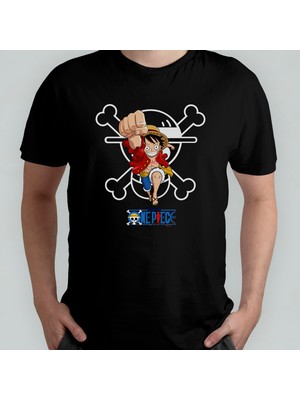Pixxa One Piece Monkey D. Luffy %100 Pamuklu Bisiklet Yaka T-Shirt Model 26