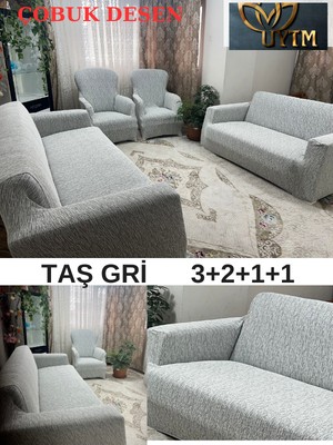 3+2+1+1 Dokuma Jakar Koltuk Örtüsü Lastikli Esnekli Yıkanabilir Koltuk Kanepe Çekyat Örtüsü