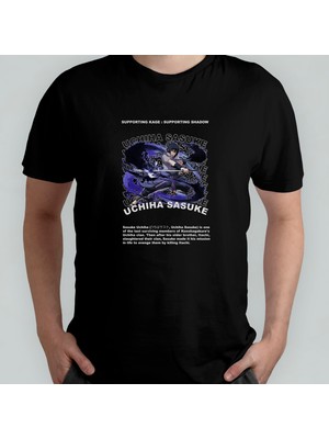 Pixxa Naruto - Sasuke Uchiha %100 Pamuklu Bisiklet Yaka T-Shirt Model 2