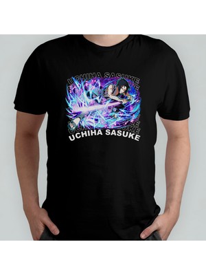 Pixxa Naruto - Sasuke Uchiha %100 Pamuklu Bisiklet Yaka T-Shirt Model 5
