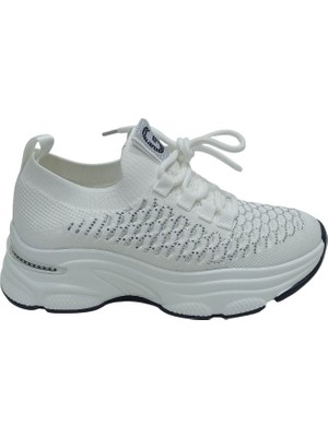 Guja Beyaz Triko Kadın Sneaker Spor Ayakkabı