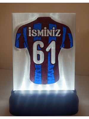 3D Dönüşüm Atölyesi Kişiye Özel Isimli ve Numaralı Forma Kabartmalı Taraftar Dekoratif LED Lamba Kablolu Beyaz LED