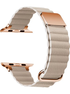 ZORE ​​​watch 7 45MM Uyumlu Krd-78 Pu Deri Kordon Strap Kayış Zore - Krem