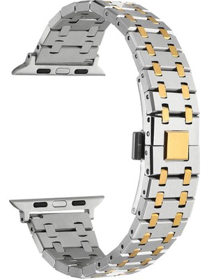 ZORE Watch Ultra 49MM Uyumlu Krd-83 Metal Kordon Zore - Gümüş-Gold