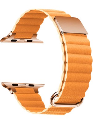 ZORE ​​​watch 7 45MM Uyumlu Krd-78 Pu Deri Kordon Strap Kayış Zore - Turuncu