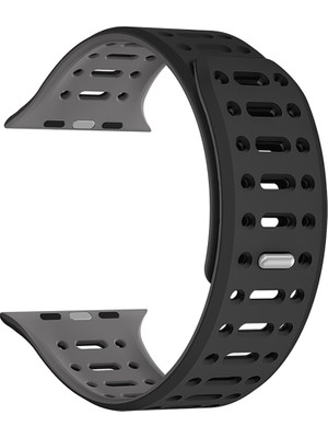 ZORE Watch 10 42MM Uyumlu Zore KRD-124 Silikon Kordon Strap Kayış-Siyah-Gri