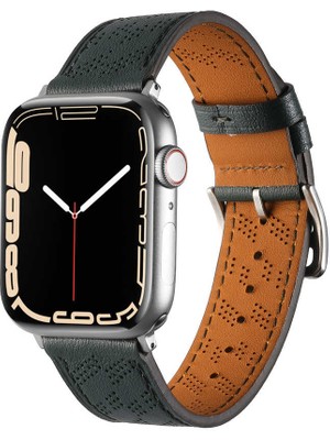 ZORE ​​​watch 7 41MM Uyumlu Krd-76 Pu Deri Kordon Strap Kayış Zore - Koyu Yeşil