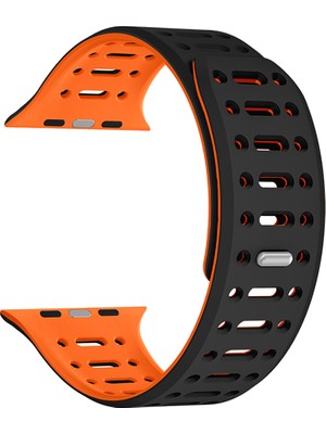 ZORE Watch 44MM Uyumlu Zore KRD-124 Silikon Kordon Strap Kayış-Siyah-Turuncu