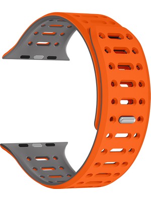 ZORE Watch 42MM Uyumlu Zore KRD-124 Silikon Kordon Strap Kayış-Turuncu-Gri