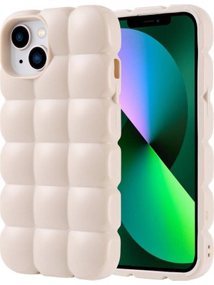 ZORE Apple iPhone 13 Kılıf Parlak Esnek Silikon Dom Dom Kapak-Beyaz