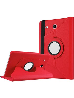 ZORE Galaxy Tab E T560 9.6  Uyumlu Dönebilen Standlı Kılıf-Kırmızı