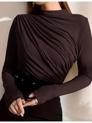 peri tower Kadın Dik Yaka Büzgülü Bluz