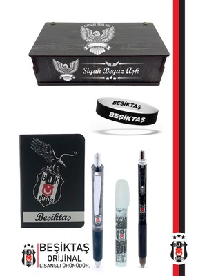 Beşiktaş Orijinal Lisanslı Premium Kalem Bileklik Bloknot Silgi Hediyelik Set