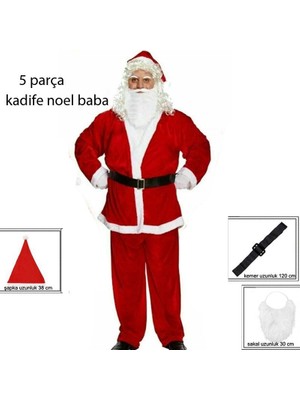 Yetişkinler Için Kadife Yılbaşı Noel Baba Kostümü Standart L/ x l Beden