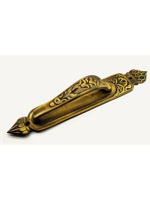 Antika Tarz Dekoratif Pirinç Kubbeli Çekme Kapı Kolu - 396X68 Mm, Antik