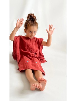 Woman And Kids Müslin Çocuk Pançosu, Bebek Plaj Havlusu, Deniz Havuz Bornozu, Unisex Havlu