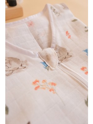 Woman And Kids Oeko-Tex Sertifikalı Yazlık Müslin Kumaş Uyku Tulumu, 0,5 Tog Kız Erkek Bebek Uyku Tulumu Tavşan