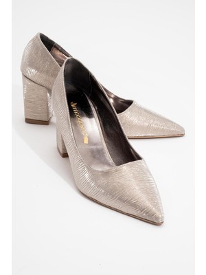 Ccway Kadın Topuklu Ayakkabı Altın Dalgalı