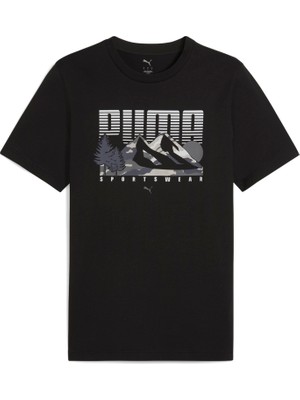 Puma Graphics Mountain Erkek Tişört Siyah %100 Pamuk Rahat Kesim ve Günlük Kullanım İçin İdeal