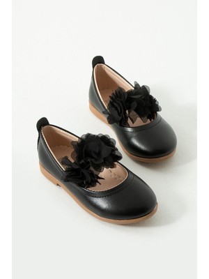 Melomio Kız Çocuk Babet Ayakkabı Tütülü Siyah 30