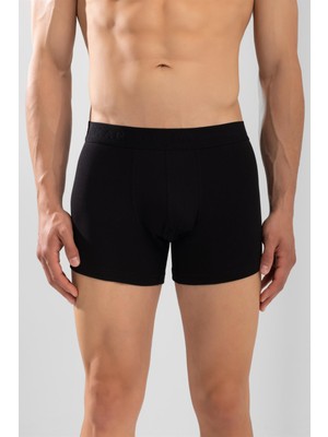 Baykar Erkek Compact Pamuklu Düz Boxer 3'lü Paket Siyah