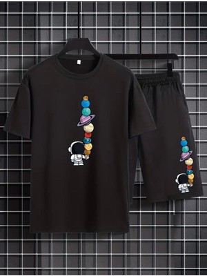 Punıx   Kıds Özel  Üretim  Gezegen  Baskılı  Yeni  Stil Erkek  Çocuk T-Shırt  Şort  Takım